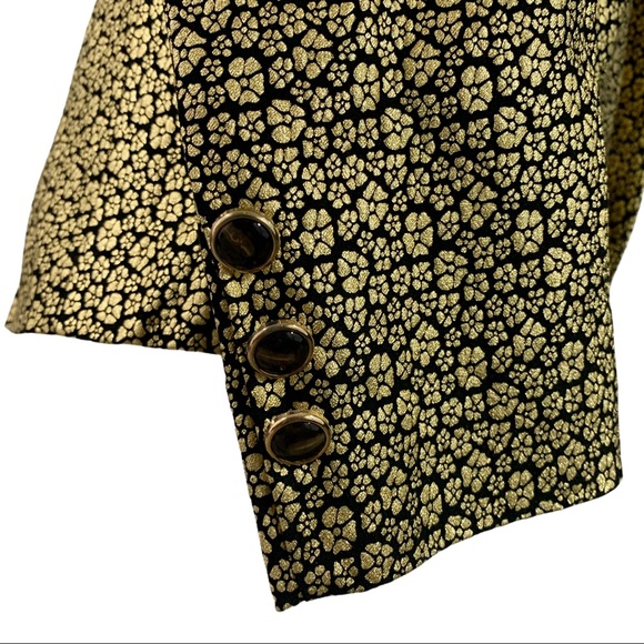 NWT Black w/ Metallic Gold Flower Fitted Blazer - Picture 8 of 11